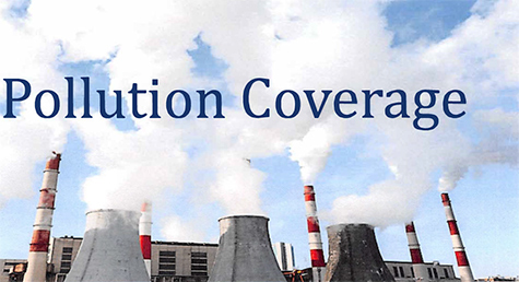 pollution coverage graphic with smoke stacks in background